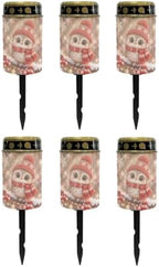 Poceacles Solar Lights Winter Holiday Decor Outdoor Solar Powered Outdoor Cemetery Stake Candle Grave Lamp Waterproof Grave Flameless Candle, Cute Owl Print, 6 Piece Set by Poceacles