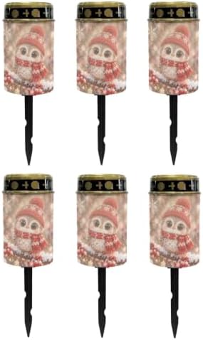 Poceacles Solar Lights Winter Holiday Decor Outdoor Solar Powered Outdoor Cemetery Stake Candle Grave Lamp Waterproof Grave Flameless Candle, Cute Owl Print, 6 Piece Set by Poceacles