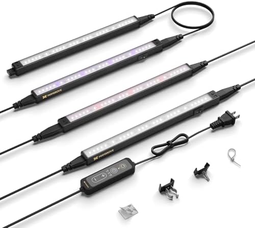 Maygrove Plant Grow Light 1ft, Tunable Full Spectrum LED Grow Light Strips 28W (4 x 7W), T5 Growing Lamp with Timer & Dimming Controller for Indoor Plants, Greenhouse, High PPFD, 4-Pack by MAYGROVE