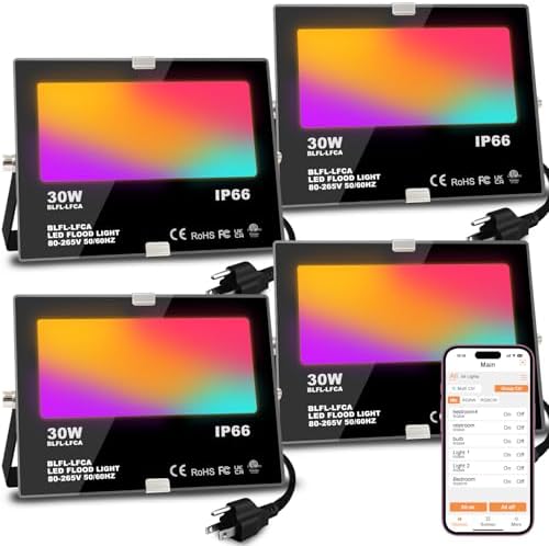 MELPO LED Flood Light Outdoor 30W, 300W Equivalent RGB Landscape Lighting by MELPO