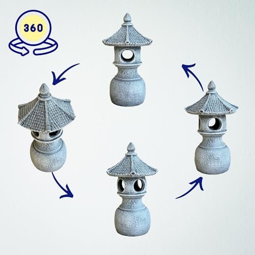 OLOMA Concrete Japanese Garden Lantern Statue Outdoor Pagoda Zen Sculpture Handmade Asian Garden Decor Patio Yard Pathway Meditation Garden Landscape Accent - Image 3