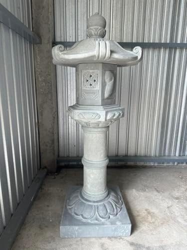 Large Pagoda Lantern Outdoor Statue 39.4" High, Sandstone Japanese Temple Pagoda Lamp Asian Zen Yard Decor for Landscape Patio Porch Lawn Decorations (Style 1) - Image 2
