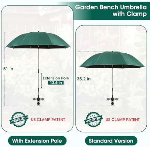 2-in-1 Garden Kneeler with Umbrella, Garden Kneeling Bench & Green Umbrella, Portable Garden Stool Loads Capacity 330lb and Garden Tools Bag with bottle holder, Gardening Gifts for Women,Men,Seniors - Image 5