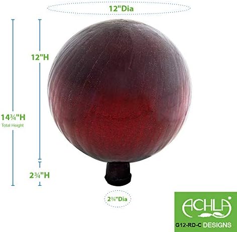 Achla Designs 12-Inch Crackle Gazing Globe Ball, Red - Image 3