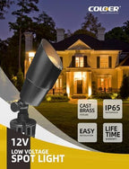 COLOER Solid Brass Landscape Spotlight 6-Pack with 5W LED MR16(101B-Black) - Image 2