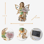 Suyorpe Solar Fairy Garden Statue Lights Outdoor Decor - Fairies Resin Waterproof Change Light Figurine for Patio Backyard Yard Lawn Decoration,Gift for Mom Grandma Wife - Image 2