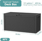 101 Gallon Waterproof Outdoor Storage Box, UV Resistant Resin Deck Box with Hydraulic Rod for Reinforced Stability, Perfect for Patio, Garden, and Pool（Black，101 Gallon） - Image 2