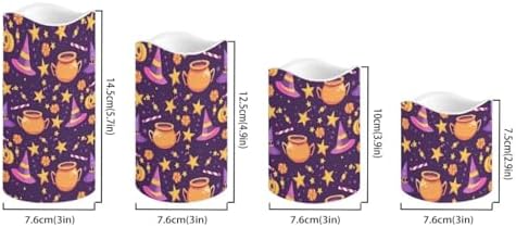 Flameless Candles Battery Operated Candles with Remote Control and Timers Color Changing Halloween Party Decor Accessories Flickering LED Pillar Candles Set of 4 Halloween Pattern - Image 2