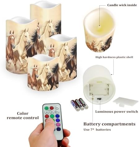 Horse Flameless Candles Flickering Battery Operated with Timer, Led Pillar Real Wax Candles Warm Light for Women Men Family Holiday Birthday Gifts Party Bedroom Home Decor - Image 3