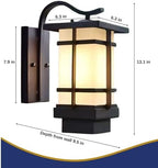 Outdoor Wall Light Fixtures, Exterior Waterproof Lanterns, Porch Sconces Wall Mounted Lighting with Modern Frosted Glass, Black Aluminum Wall Lamps for Patio Front Door Entryway (TYP_B, 13.1inch) - Image 2