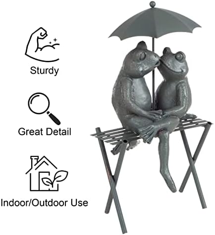 Pure Garden Resin Whimsical Frog Couple Statue, Bronze, 8" x 6.25" x 14.5" - Image 3