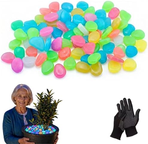 Colorful Glow in The Dark Pebbles, Premium Luminous Garden Rocks, Waterproof Fluorescent Decor Stones for Outdoor Pathway Fish Tank Home Decoration(800pcs) by Unknown