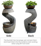 Outdoor Water Fountain with LED Lights, 31.9" Modern Resin Waterfall Fountain Outdoor, S-Shaped Garden Water Feature for Yard, Balcony, Home Decor, Patio Fountian and Waterfalls, Grey - Image 6