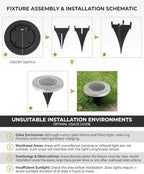 Solar Ground Lights Outdoor, IP68 Waterproof Stainless Steel Solar Disk Lights for Garden, Path, Walkway, Patio, LED Solar Powered Deck Lights - Image 7
