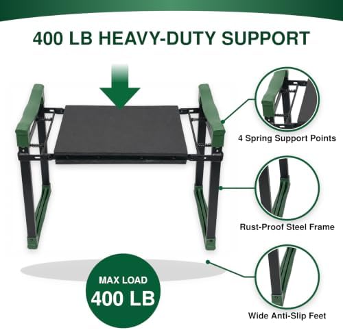 Garden Kneeler and Seat, Heavy Duty Foldable Garden Stool with Anti-Tip Outward Angled Legs, Thick Padded Kneeling Bench for Seniors, Portable Gardening Bench with Tool Bag - Image 6