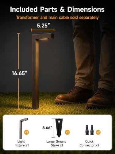 Gardenreet Solid Brass Low Voltage L-Shaped Path Light, Bronze, Wired,1Pack - Image 3