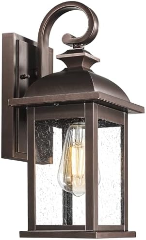 FEMILA Outdoor Wall Lantern Oil Rubbed Bronze, Exterior Wall Light Sconce with Seeded Glass, Front Porch Light Fixture for Outdoor Garage, Patio House, 4FD54B ORB by FEMILA