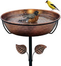 13" Metal Bird Bath for Outside 3" Deep Removable Bowl with Stake by OUISJYER