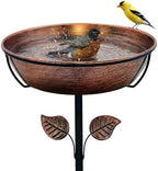 13" Metal Bird Bath for Outside 3" Deep Removable Bowl with Stake by OUISJYER
