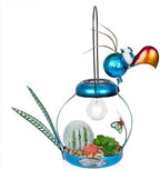 Alpine Corporation 16" H Outdoor Solar-Powered Metal Flamingo Yard Statue, with Enclosed LED Lights, Garden Decor for Patio, Lawn or Porch, Blue - Image 3