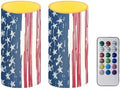 4th of July Flamless Candles Flickering LED Battery Operated Elictric Pillar Candles with Timer and Remote for Independence Day Patriotic Decorations, Painting Style American Flag by Merkmak