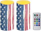 4th of July Flamless Candles Flickering LED Battery Operated Elictric Pillar Candles with Timer and Remote for Independence Day Patriotic Decorations, Painting Style American Flag by Merkmak