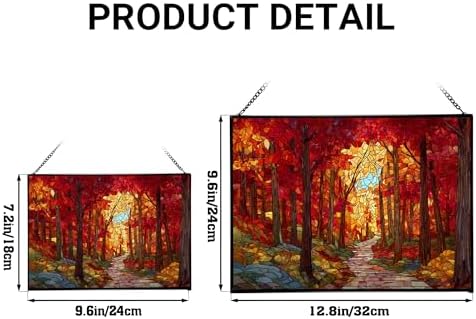 Path Through Glowing Autumn Forest Rectangular Stained Glass Suncatcher – Hanging Window Panel with Animal & Nature Scene – Vibrant Glass Art Gift for Wildlife, Fantasy, Nature Lovers s7FLYi - Image 4
