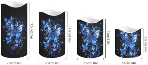 LED Flameless Candles with Remote Set of 4 Butterfly Battery Operated Pillar Candles with Timer Color Changing Electric Candles for Wedding Table Festival Decorations - Image 2