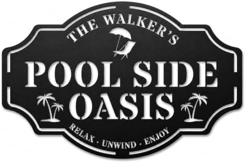 Personalized Swimming Pool Metal Sign, Custom Family Poolside Oasis Sign, Custom Pool Sign, Patio Decor, Backyard Decor by HZYCYYFC