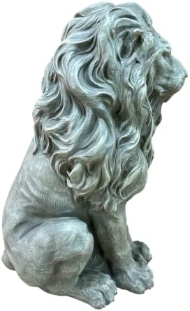22.8" Seated Lion Statue Garden Outdoor Sculpture Home Patio Oxide - Image 7