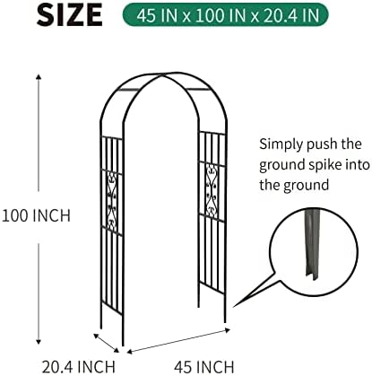 Metal Pergola Arbor, 100" H x 45" W Garden Arch Archway for Wedding Ceremony Party Curved Iron Plants Trellis Stand Use for Outdoor Garden Climbing Plants - Image 5
