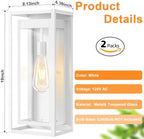 19" Large Outdoor Wall Light Fixtures, White Porch Light, 2 Pack - Image 4