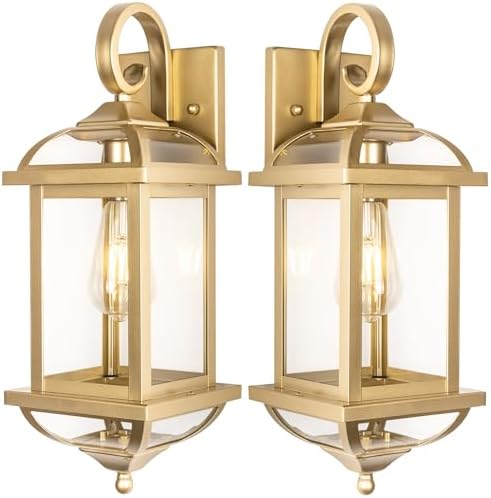 18” Gold Light Fixtures Outdoor Brass Porch Lights by DiscoverBeautyofLighting