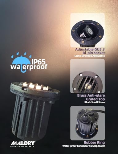 MALORY Low Voltage Landscape Well Lights, (φ126 mm) Brass Top Cover - Image 6