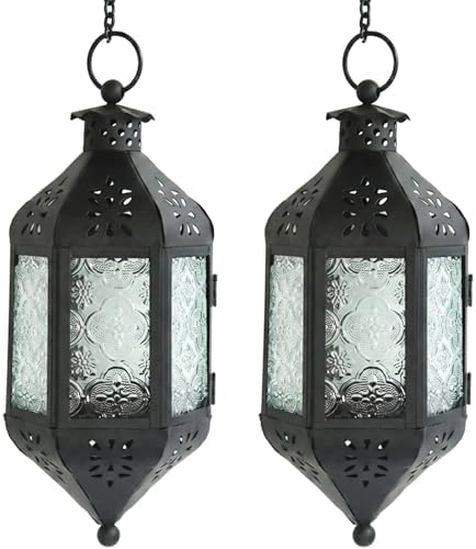 Vela Lanterns Decorative Indoor Hanging Candle Lantern, Clear, 2-Pack by VelaCandleLanterns
