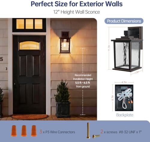 Oil-Rubbed Bronze Outdoor Wall Light, Aluminum Porch Lights Outdoor - Image 5