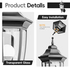 EMART Dusk to Dawn Outdoor Porch Light with Bulb, Wall Lamp(2 Pack, Black) - Image 6