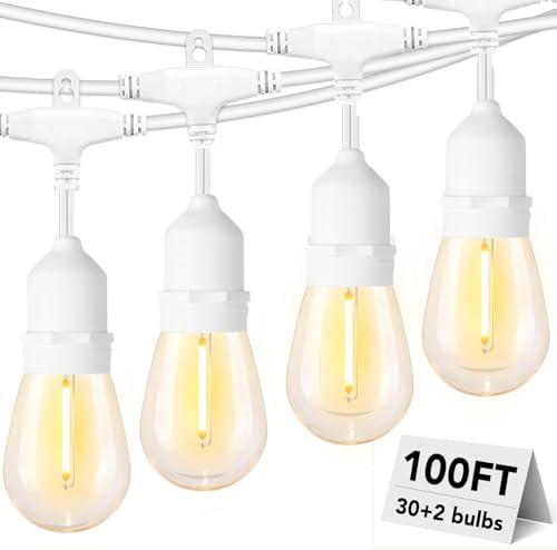 Outdoor String Lights White LED Waterproof 100FT for Patio Backyard Wedding by SUFEIMAS