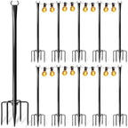 10 Pack String Light Poles for Outside, Upgraded Heavy-Duty Metal Poles for Outdoor String Lights with Fork, Adjustable Lighting Hanging Accessories for Patio Decor Pergola Backyard Garden Decorations by Nexillumi