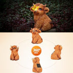 Highland Cow Solar Powered Outdoor Garden Statue, with Light Lantern - Image 4