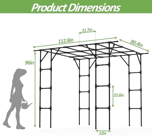 Grape Vine Trellis,Heavy Duty Metal Plant Support Trellis-113L*81W*96H in - Image 2