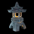 Yardwe Solar Pagoda Lantern Garden Statue Indoor Outdoor Zen Asian Decor for Landscape Balcony Garden Patio Porch Yard Ornament Grey by YARDWE