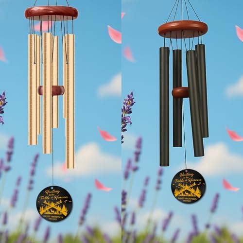 Personalized Hunting Memorial Wind Chime – “Hunting in The Fields of Heaven” Custom Name & Years – Outdoor Remembrance Gift for Hunters – Engraved Sympathy Windchime for Loss of Loved One - Image 6