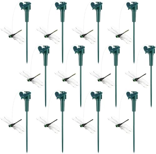 Rossesay 12 Pcs Dragonfly Solar Flying Moving Fluttering, Garden Stakes by Rossesay