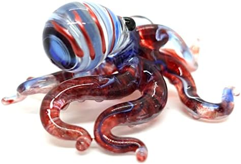 Octopus Miniature Figurines Animals Hand Blown Color Glass Art Collectible Gift Decorate 3.5" (Blue Red) - Image 3