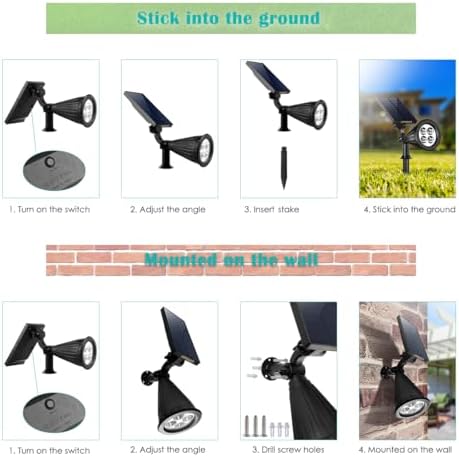 URPOWER Solar Spot Lights Outdoor Adjustable Spotlights, 4 Pack Warm White - Image 6