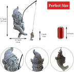 Garden Gnome Pond Statue Decoration, Fishing Gnome Garden Statue Outdoor Koi Pond or Waterfall Decor, 9.7" Stone Gnome Fishing Poolside Statue, Elf Pond Statue, Great Gifts & Housewarming for Mom - Image 3