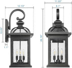 Darkaway Outdoor Lights Fixtures Wall Mount, Extra Large 26inch Outdoor Wall Sconce Lights with Seeded Glass Waterproof Outside Exterior Lights Fixture for House Front Porch Patio Garage E12 Bulb Base - Image 2