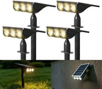 Solar Spot Lights Outdoor Waterproof IP65(4 Pack-White &Warm White) by PUYILED