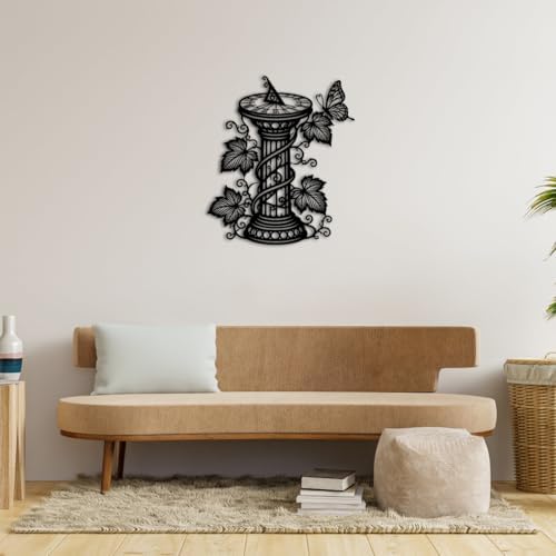 Butterfly and Sundial Vine Design Metal Wall Art Metal Outdoor Decor Metal Signs Elegant Vintage Wall Decor Home Decoration for Living Room Bedroom Garden Patio (Black,24inch) - Image 7